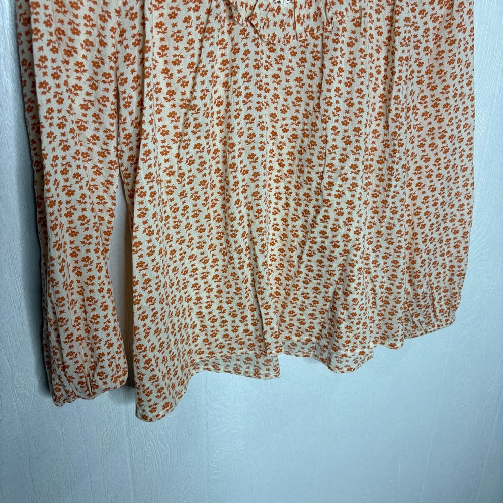 Madewell Floral Ruffle Blouse in Cream and Orange - Picture 4 of 13